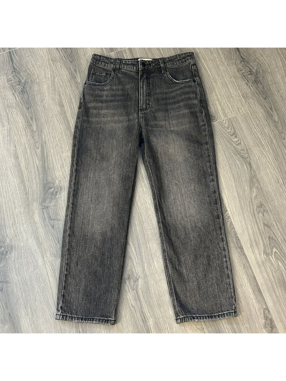 Marine Layer Jeans Womens 10 Charlie Denim Straight Pant Washed Black Stretch